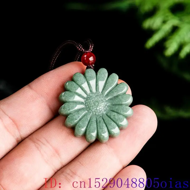 Men'S Mens Accessories - Green Jadeite Sunflower Pendant Necklace Amulet