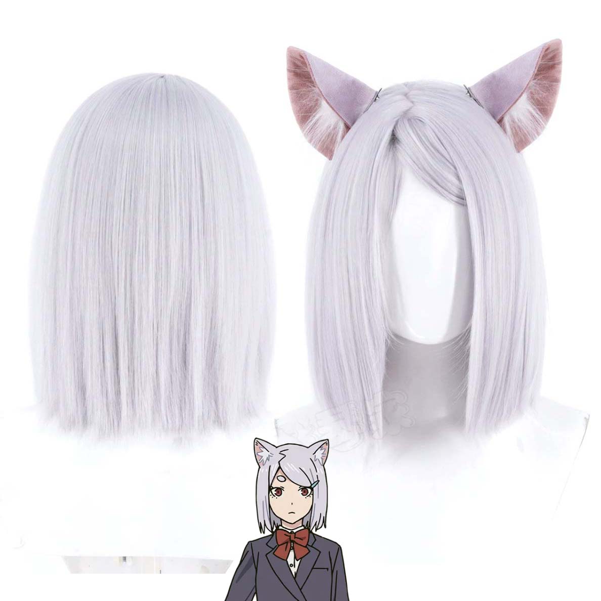 Men Accessories In Silver - Women Yani‑Neko Imoko Satou Cosplay Wig