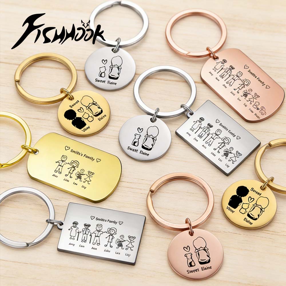 Men Accessories In Silver - Family Personalized Keychain Custom Name Key