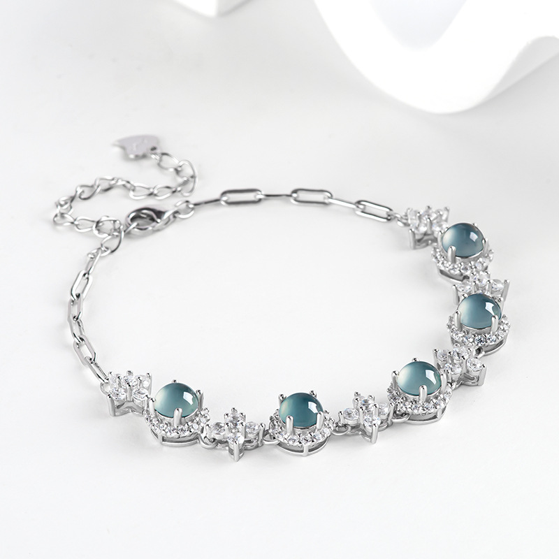 Men'S Mens Accessories - Blue Myanmar Jadeite Bracelet Natural Burmese