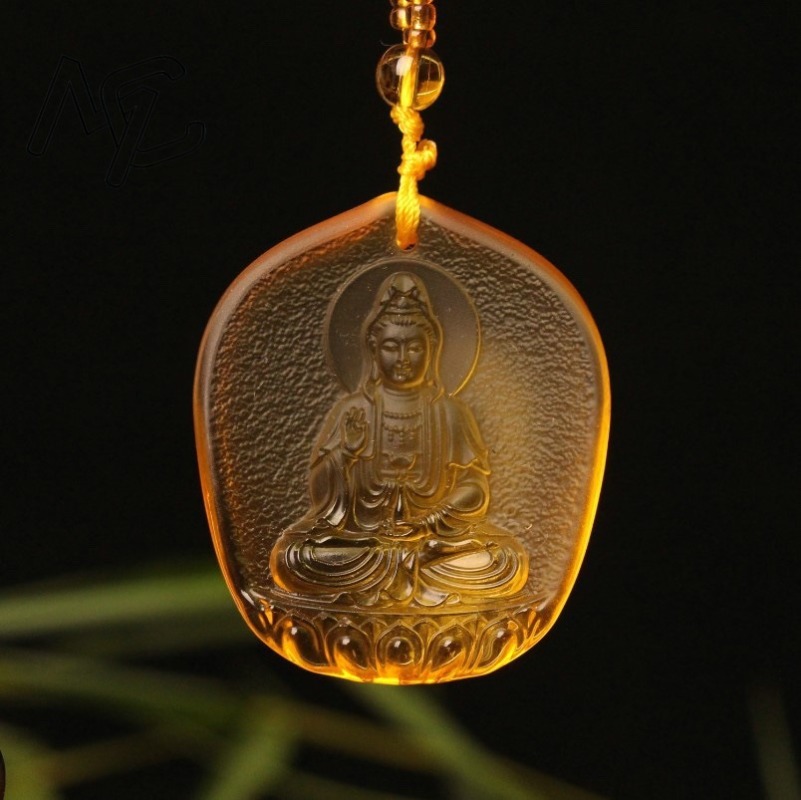 Men'S Mens Accessories - Chinese Yellow crystal Water Droplet Guanyin