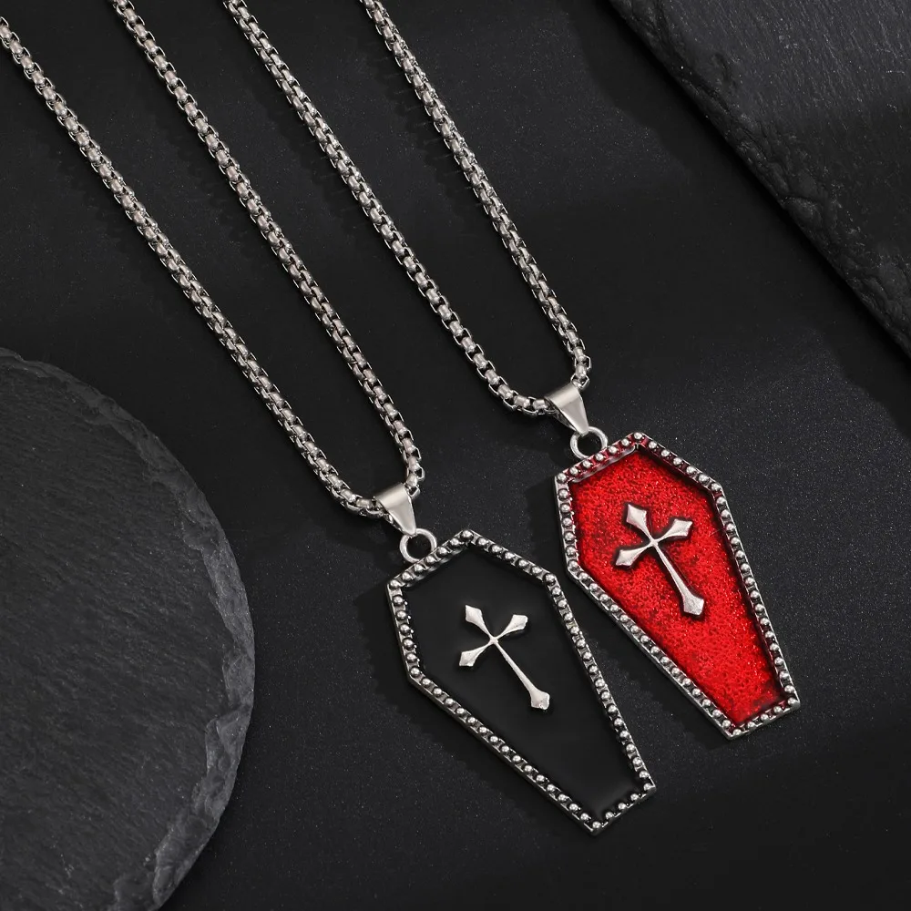 Men'S Vampire Accessories - Darkly Gothic Style Red Black Coffin