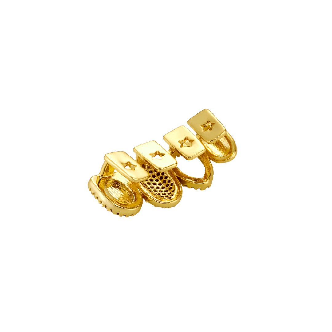 Hip Hop Green Stone 4 Tooth Gr - Men Accessories In Silver review and price