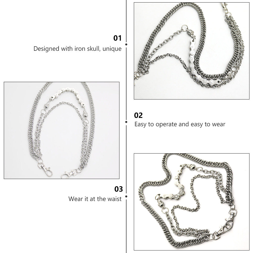 1Pcs Silver Metal Skull Chain  - Men Accessories In Silver review and price