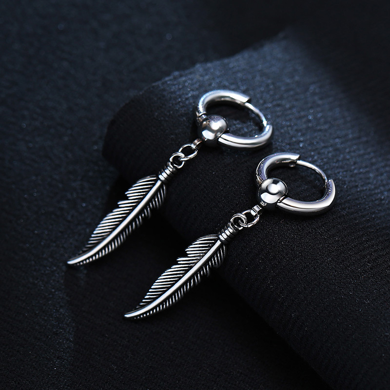 Vnox 1 Piece/Pair Feather Leaf - Men'S Accessories Drop Shipping review and price