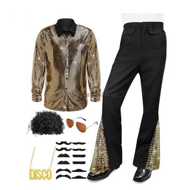 70s Vintage Disco Costume for  - Men Accessories Kit review and price