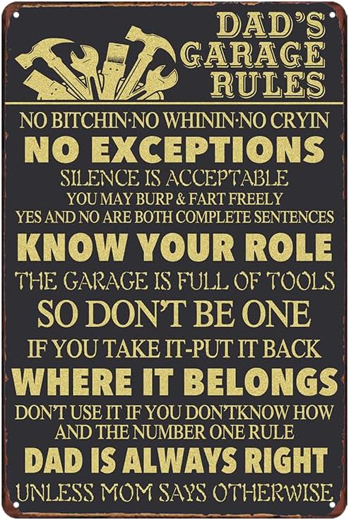 Garage Signs Gifts For Men Fun - Men Accessories Rule review and price