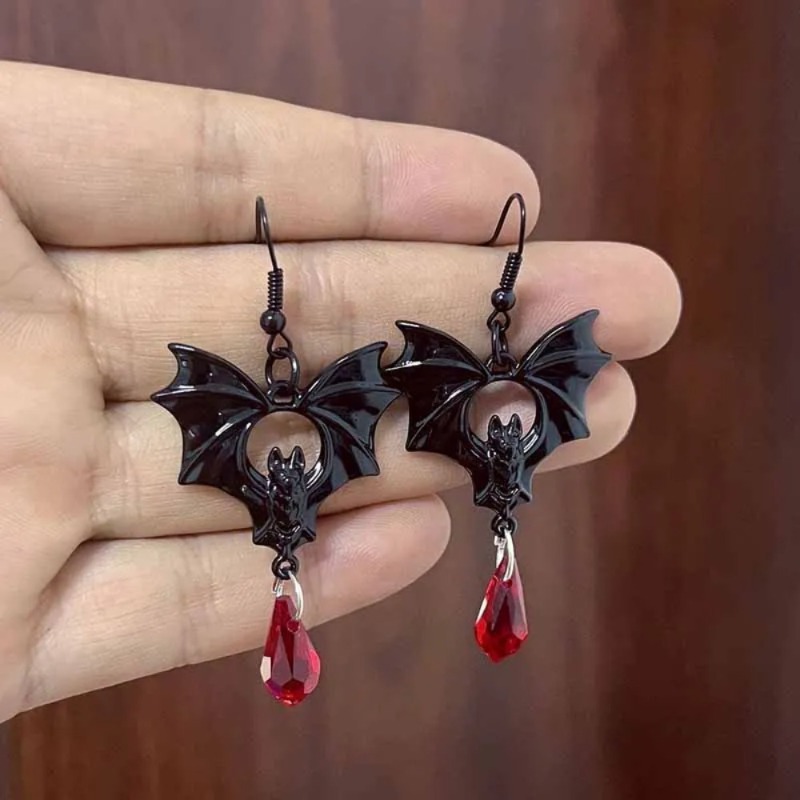 1Pair Gothic Vampire Bat Earri - Men'S Vampire Accessories review and price
